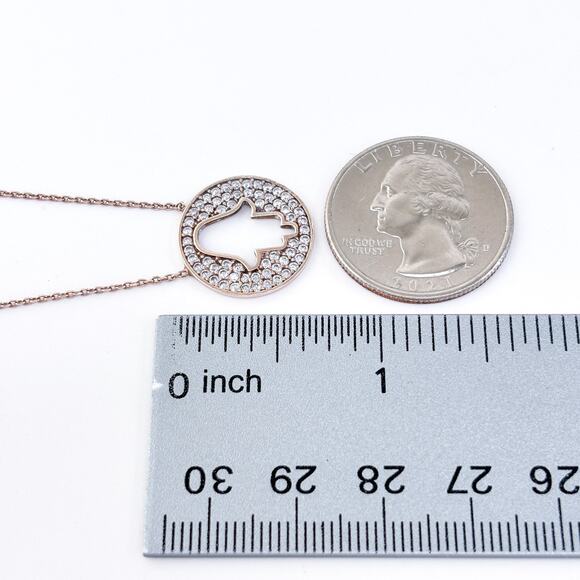 Rose Gold-Tone Sterling Silver Pavé CZ Hamsa Cut Out Necklace 16.5"-17.5" - Picture 5 of 6